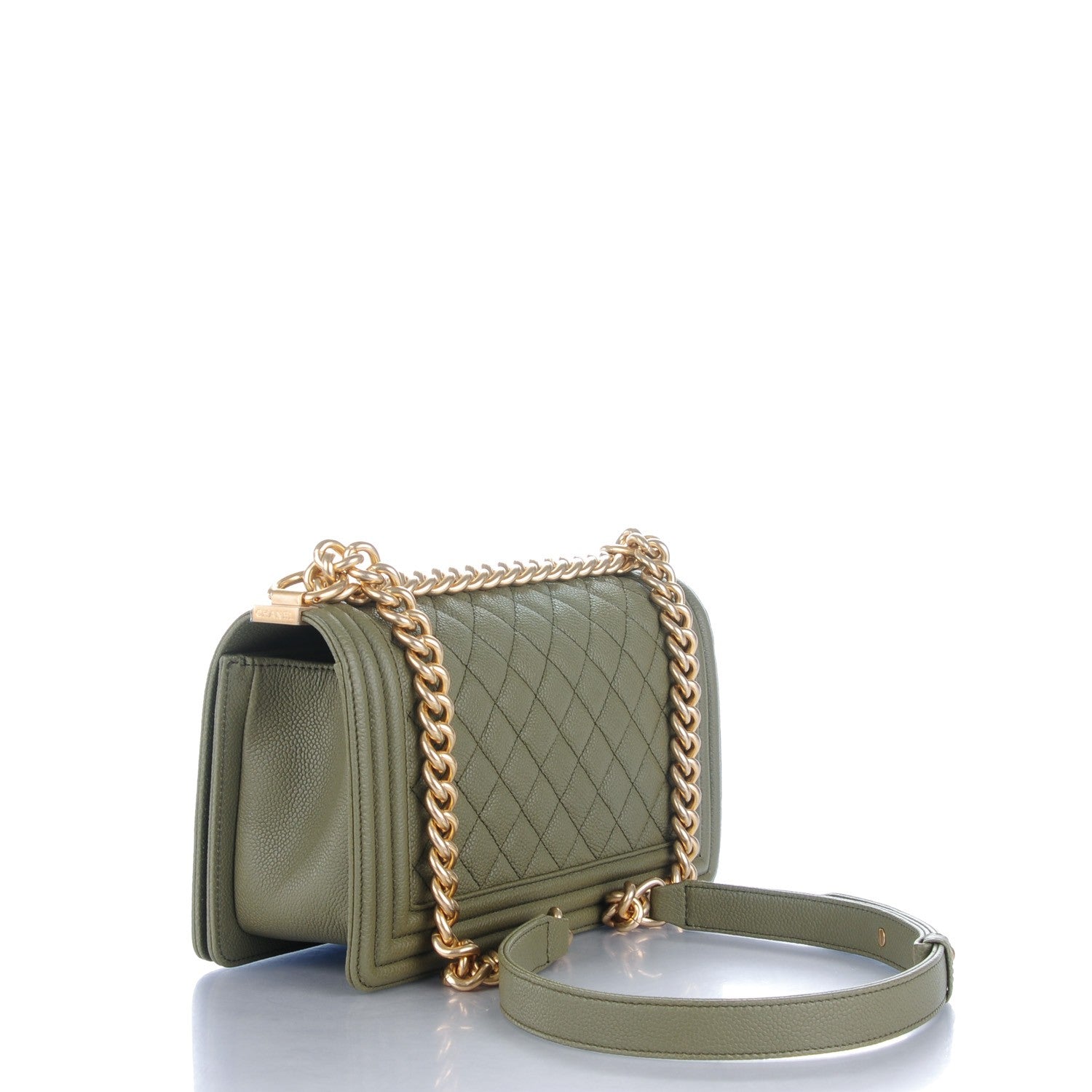 Chanel Caviar Quilted Medium Boy Flap Khaki 3 of 8