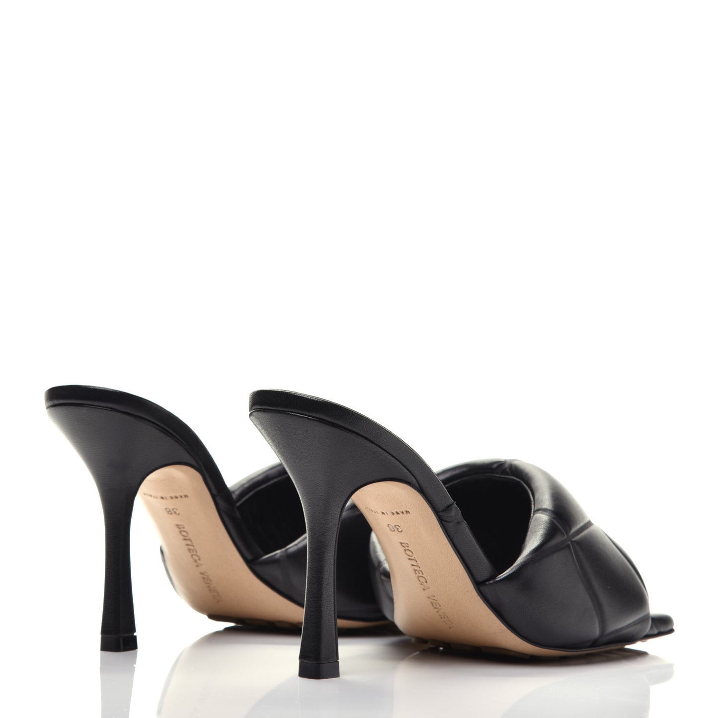 Nappa Quilted Rubber Lido Mule Sandals 38 Black