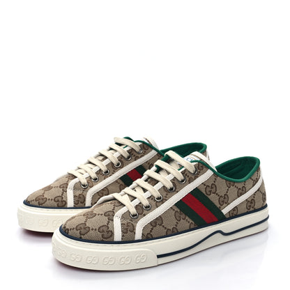Gucci GG Monogram Web Womens 1977 Tennis Sneakers 39 Beige Ebony Mystic White 3 of 7