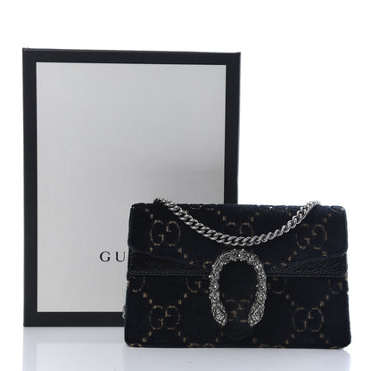 Gucci Velvet GG Monogram Super Mini Dionysus Shoulder Bag Blue Beige Black 15 of 18