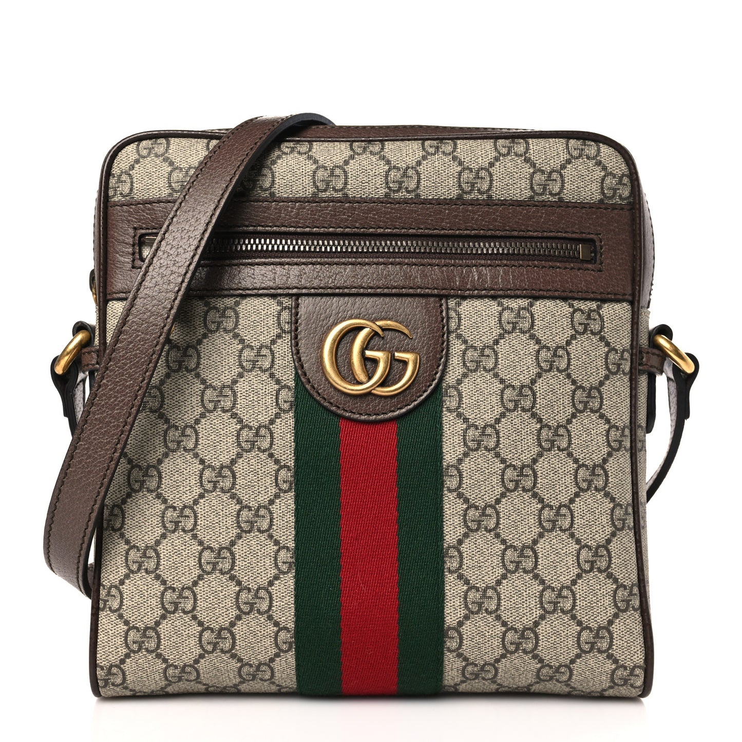 GG Supreme Monogram Web Small Ophidia Messenger Bag Brown