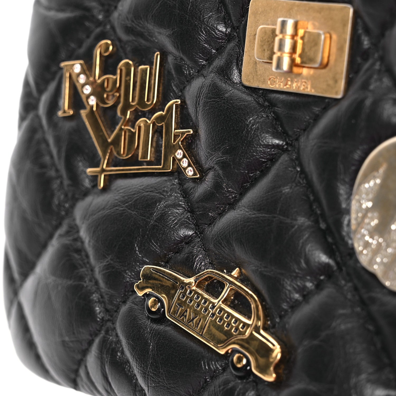 Chanel Aged Calfskin Quilted Small Lucky Charms Cosmetic Case Black 8 of 11