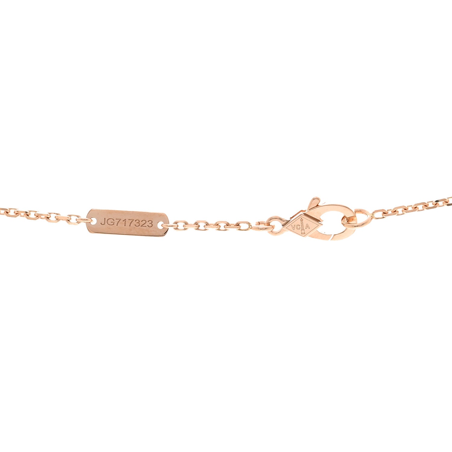 Van Cleef & Arpels 18K Rose Gold Diamond Pink Mother of Pearl Vintage Alhambra Pendant Necklace 5 of 6