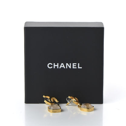 Chanel Metal Natural Stones CC Drop Earrings Gold 5 of 6