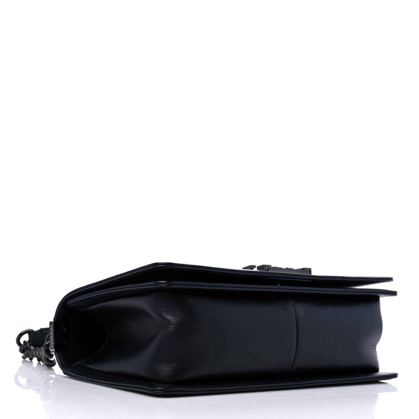 Calfskin Painted Chevron Embossed Medium Boy Flap Black