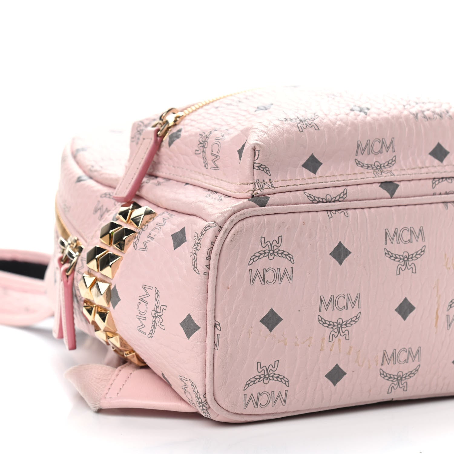 MCM Visetos Side Stud Mini Stark Backpack Pink 5 of 14