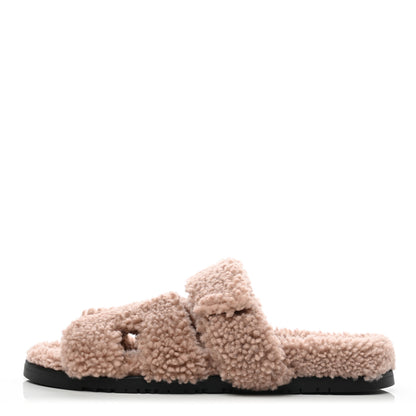 Hermes Woolskin Womens Chypre Sandals 40 Bois De Santal 1 of 8