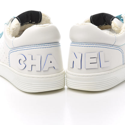 Chanel Calfskin Womens Logo Sneakers 40 White Blue 18 of 20