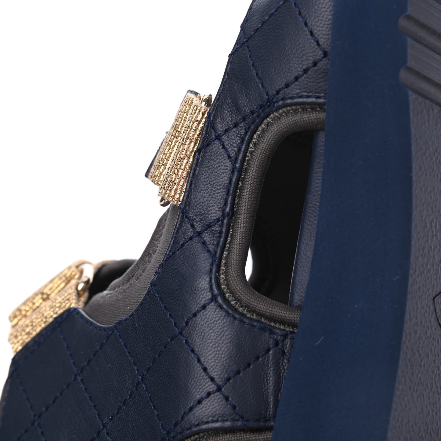 Goatskin Fabric Gladiator Sandals 36 Navy Blue Light Grey Yellow