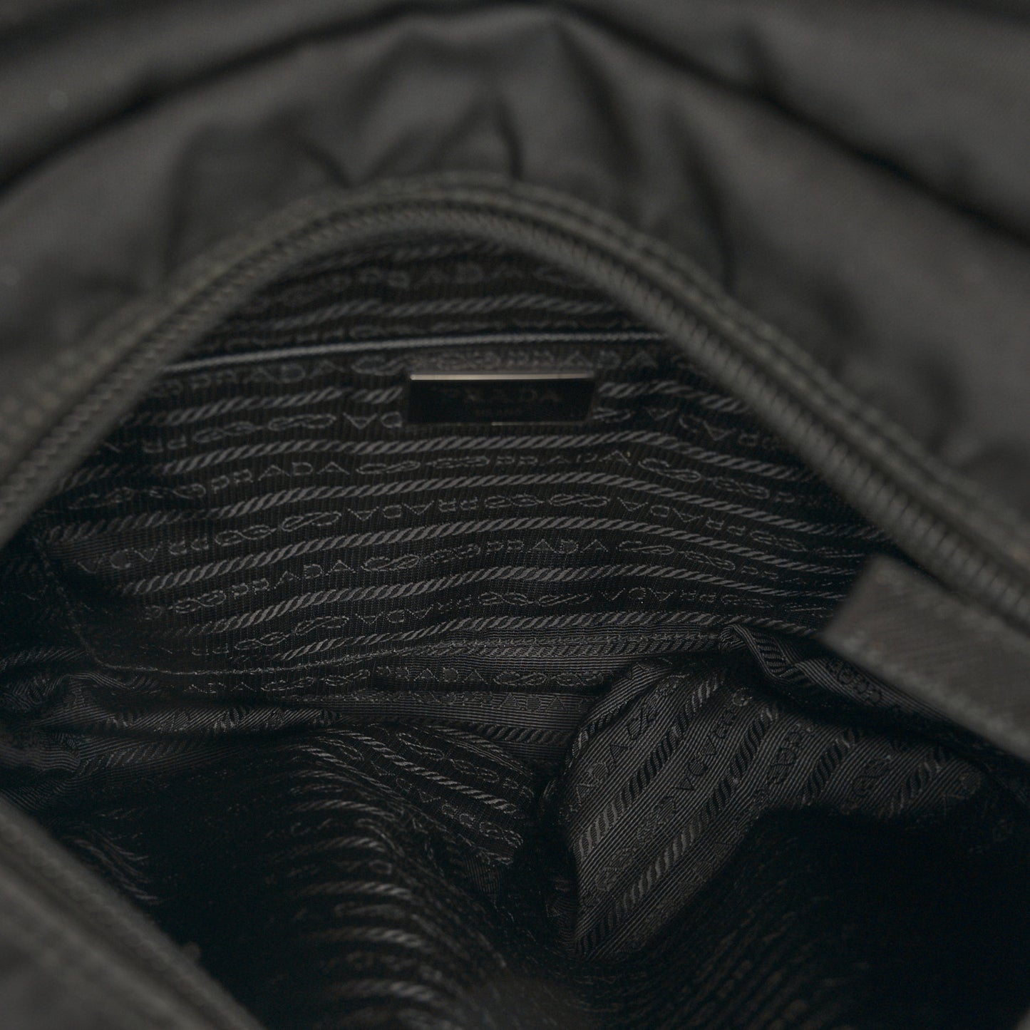 Re-Nylon Vela Saffiano Pocket Single Buckle Messenger Shoulder Bag Black