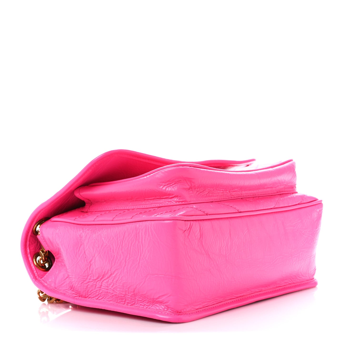 Crinkled Calfskin Matelasse Monogram Medium Niki Chain Satchel Rose Glow