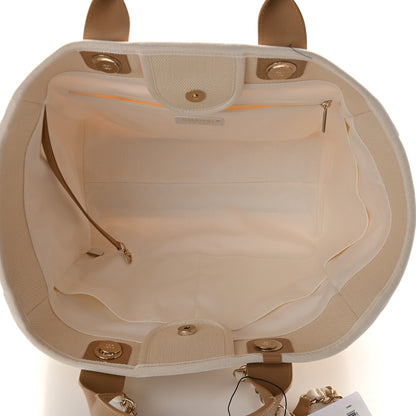 Chanel Canvas Pearl Medium Deauville Tote Ecru Beige 5 of 9