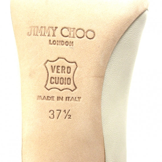 Jimmy Choo Leather Cutout Slingback Heels 37.5 Ivory 6 of 7