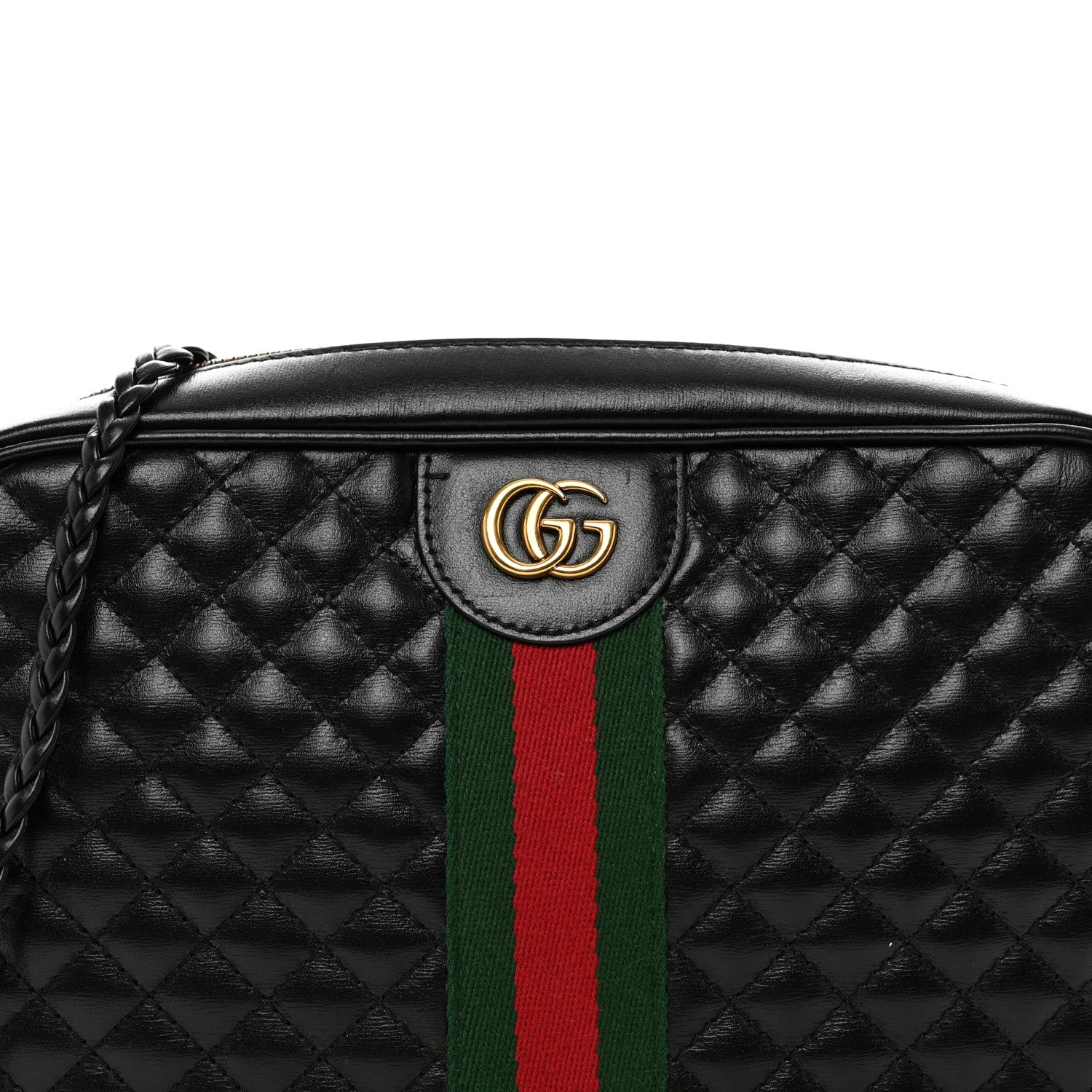 Gucci Calfskin Web Trapuntata Small GG Shoulder Bag Black 5 of 10