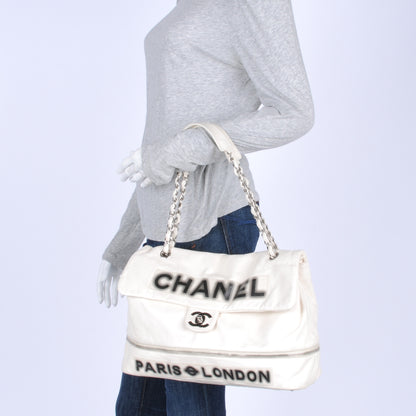 Chanel Calfskin Large Expandable Paris London Flap Bag White 2 of 9