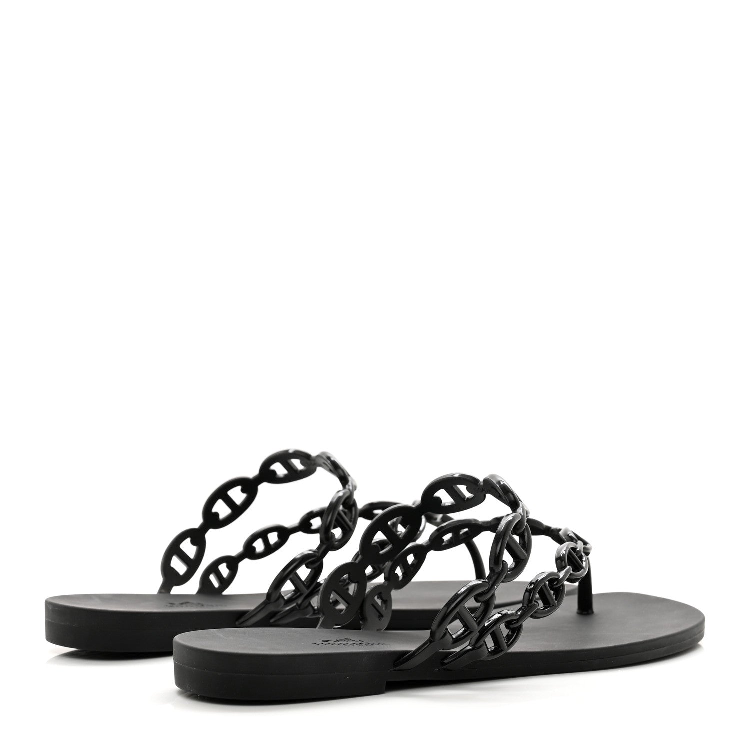 Hermes Rubber Chaine d'Ancre Island Sandals 38 Black 4 of 9
