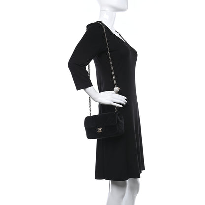 Chanel Velvet Quilted Mini Rectangular Pearl Crush Flap Black 2 of 12