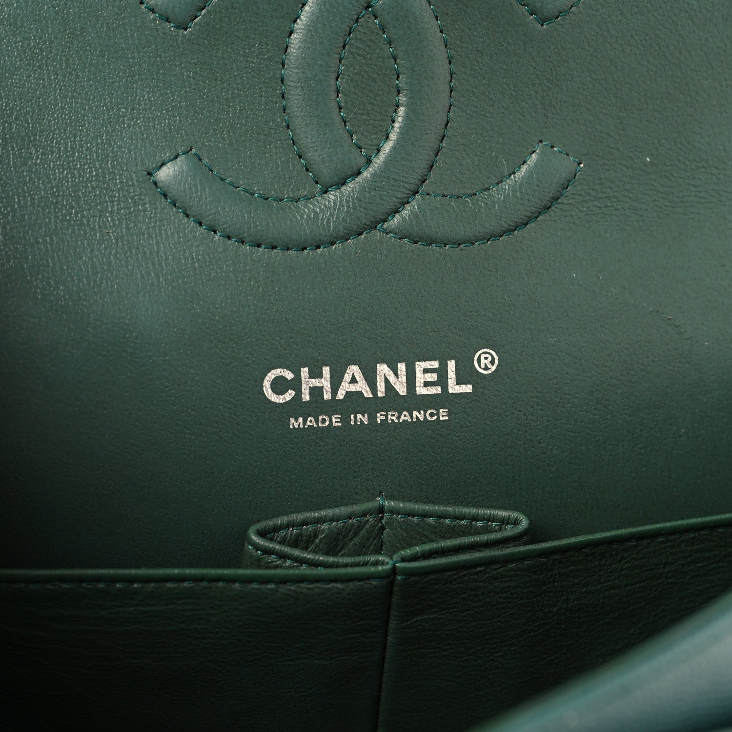 Chanel Caviar Quilted Medium Double Flap Green 6 of 10
