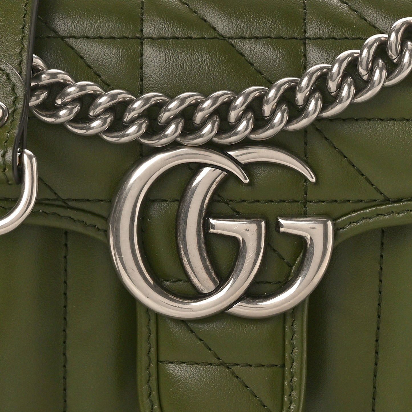 Calfskin Matelasse Aria Mini GG Marmont Shoulder Bag Military Wood