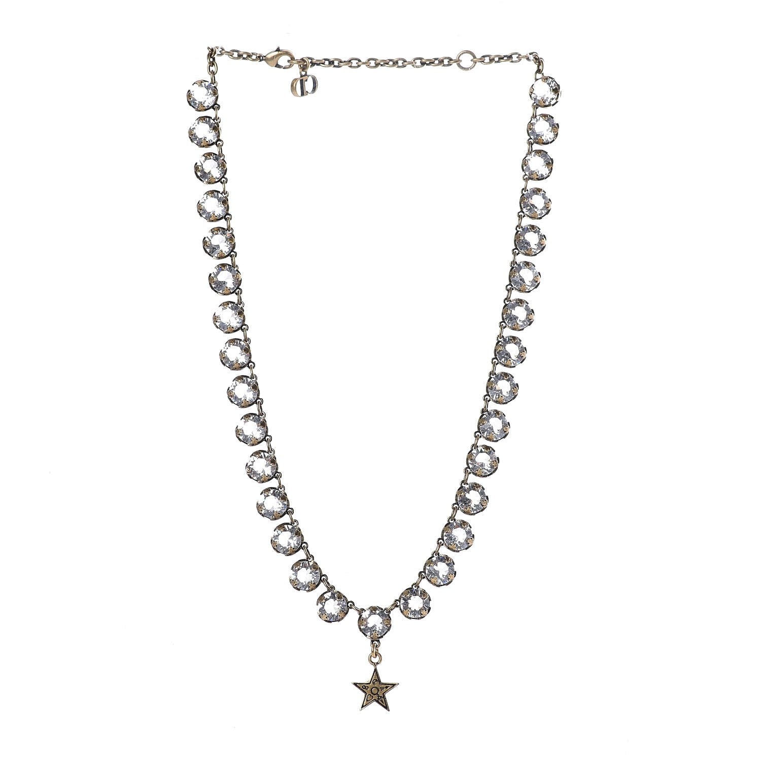 Christian Dior Crystal Star Necklace Gold 3 of 5