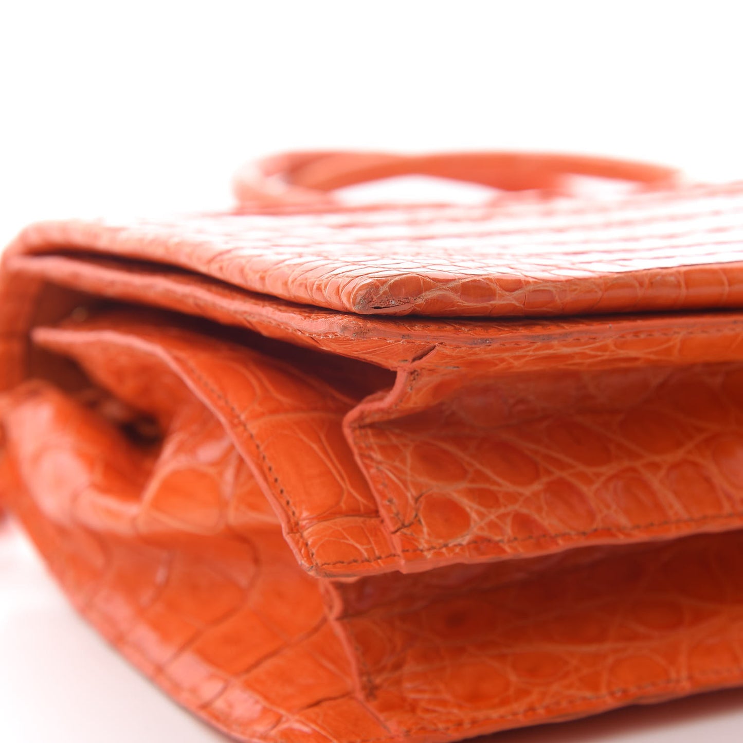 Crocodile Small Regina Top Handle Bag Orange