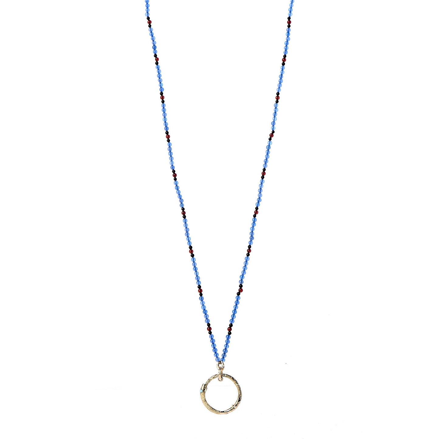 18K Yellow Gold Chalcedony Turquoise Ouroboros Pendant Necklace