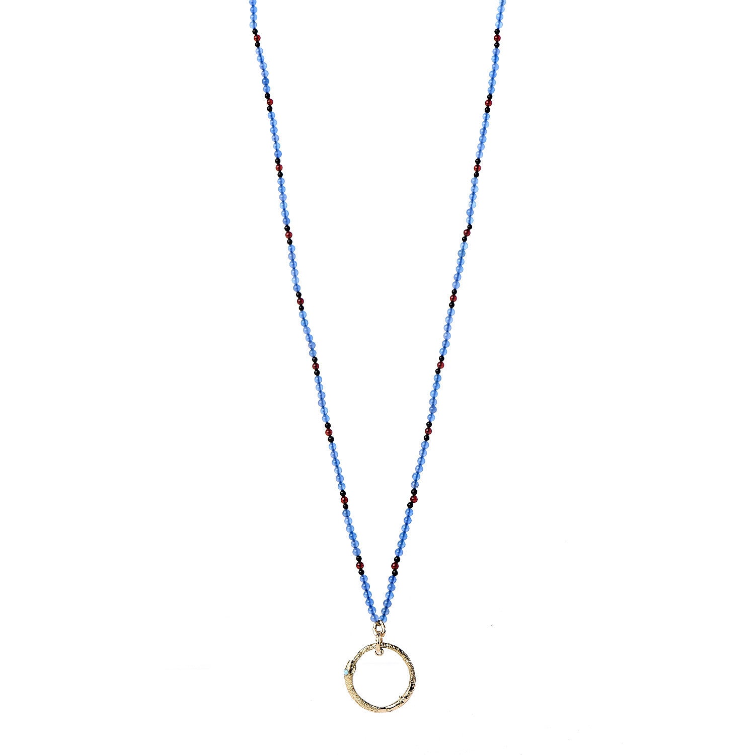 Gucci 18K Yellow Gold Chalcedony Turquoise Ouroboros Pendant Necklace 1 of 6
