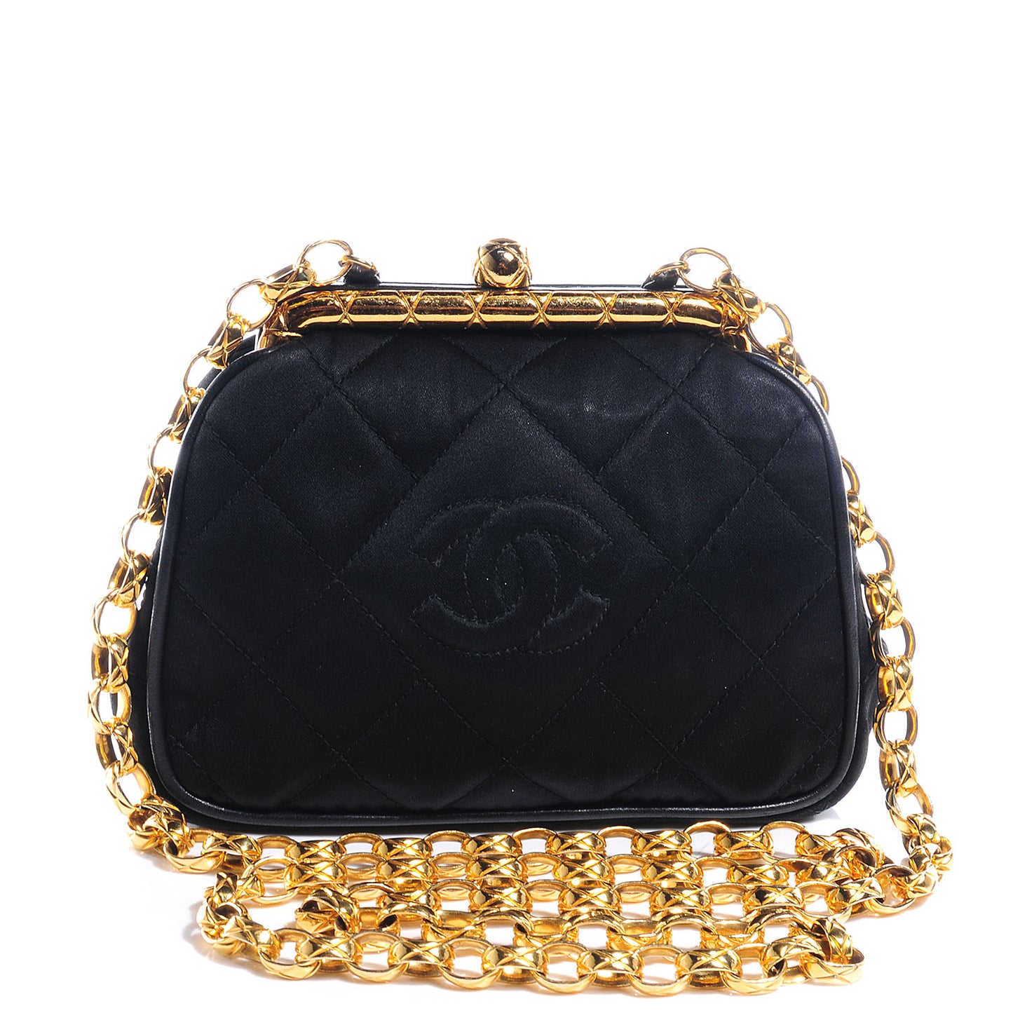 Satin Framed Mini Evening Bag Black