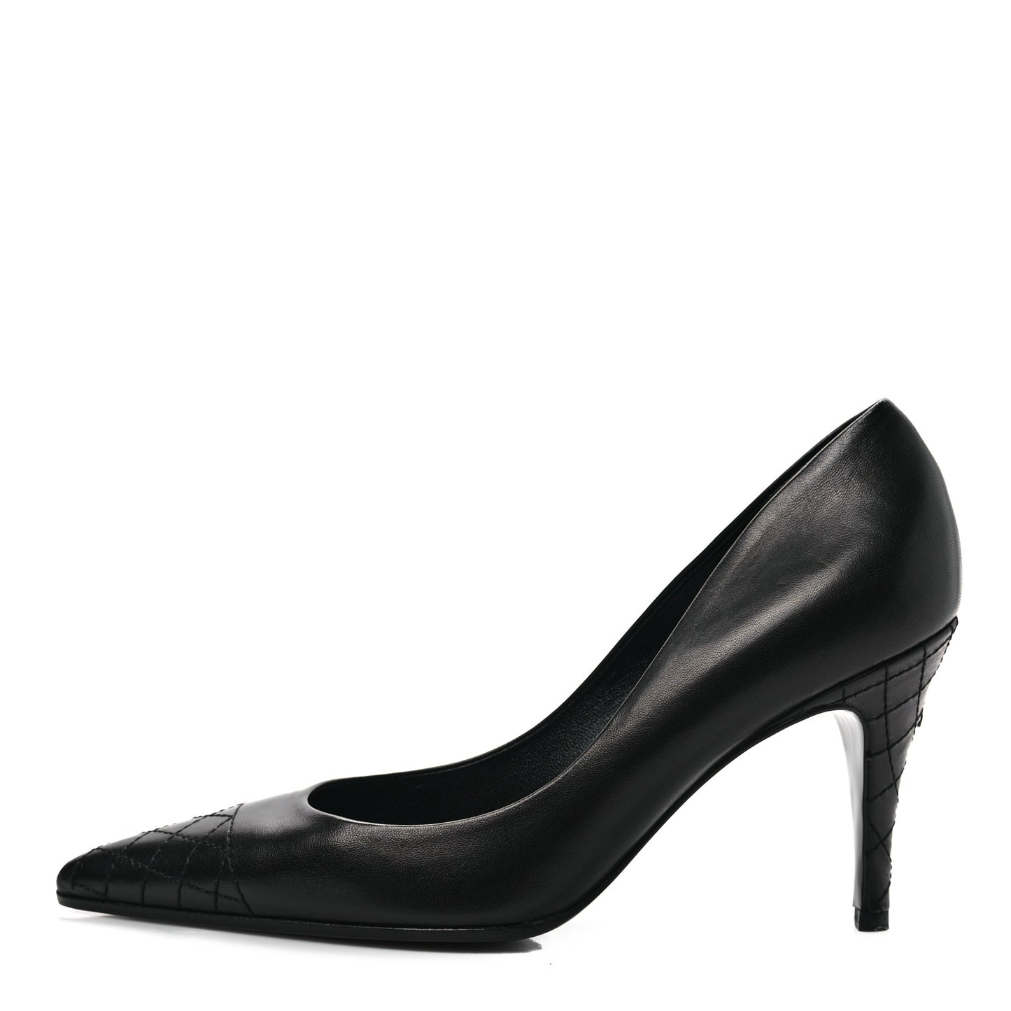 Lambskin Quilted Pointed Toe Pumps 36.5 Black