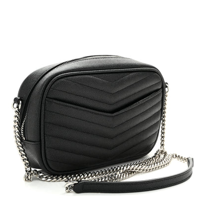 Saint Laurent Grain De Poudre Matelasse Monogram Mini Lou Camera Bag Black 3 of 10
