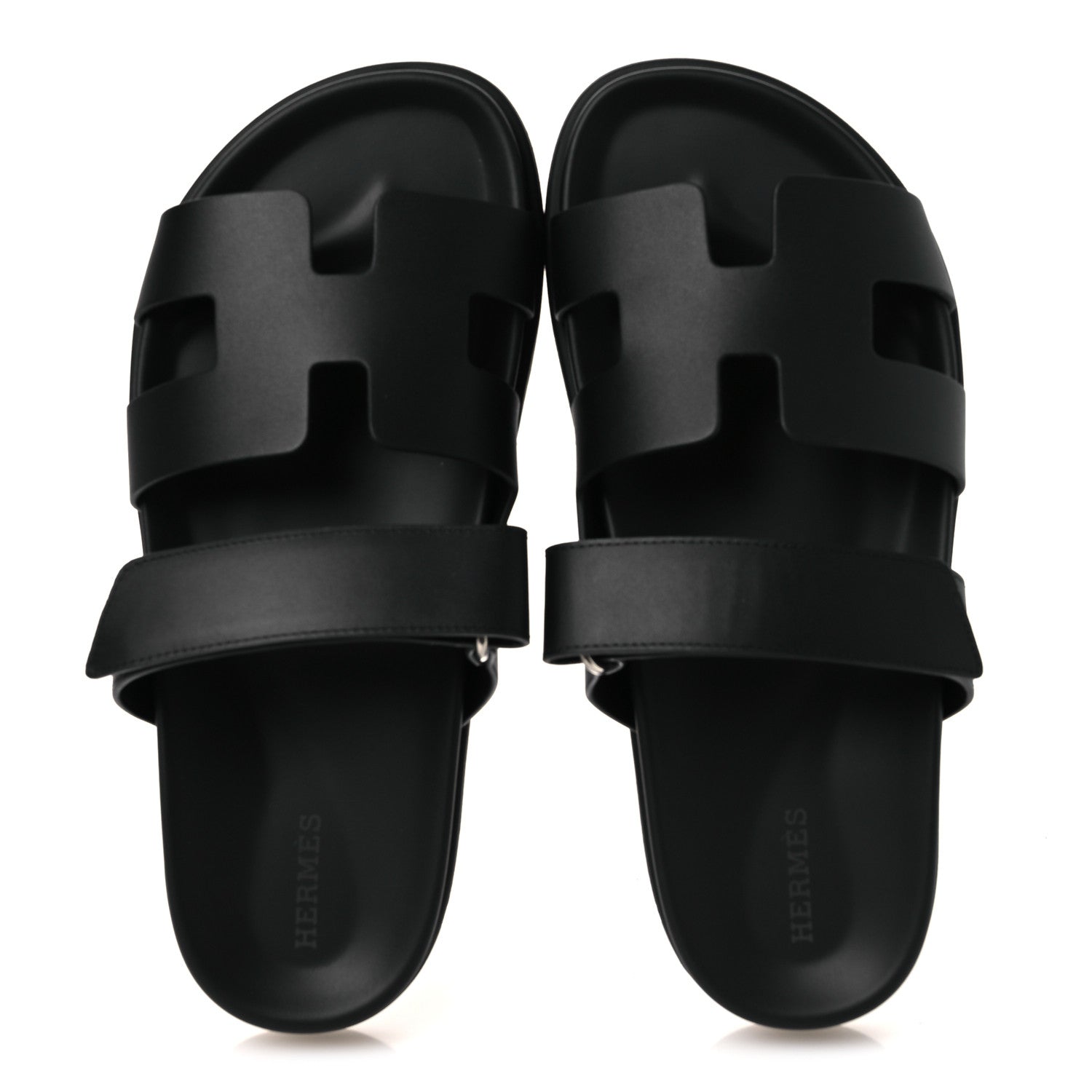 Hermes Calfskin Womens Chypre Sandals 38 Black 2 of 11