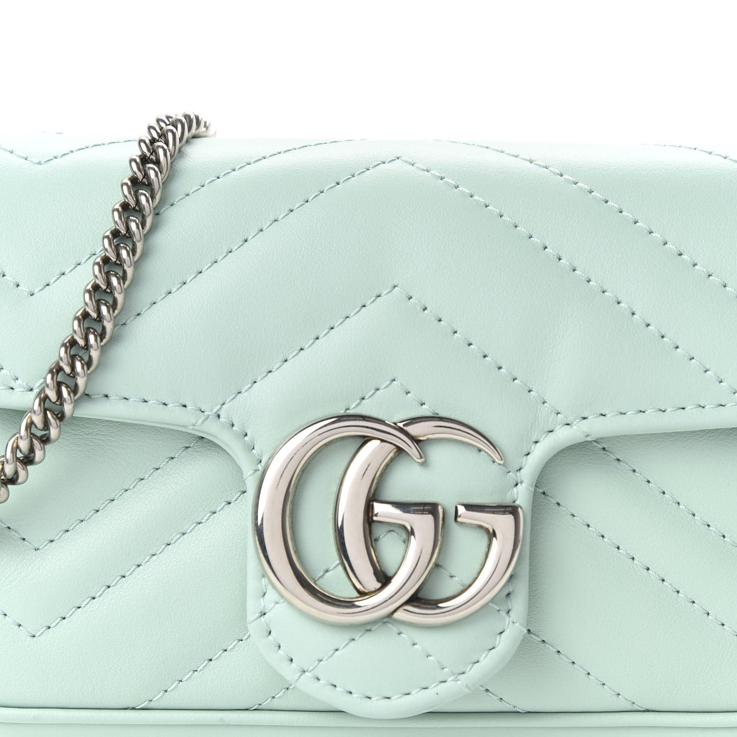 Calfskin Matelasse Super Mini GG Marmont Shoulder Bag Water Green