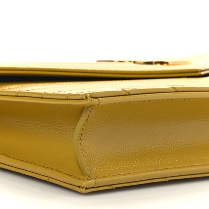 Saint Laurent Grain De Poudre Matelasse Chevron Monogram Envelope Chain Wallet Saffran 8 of 9