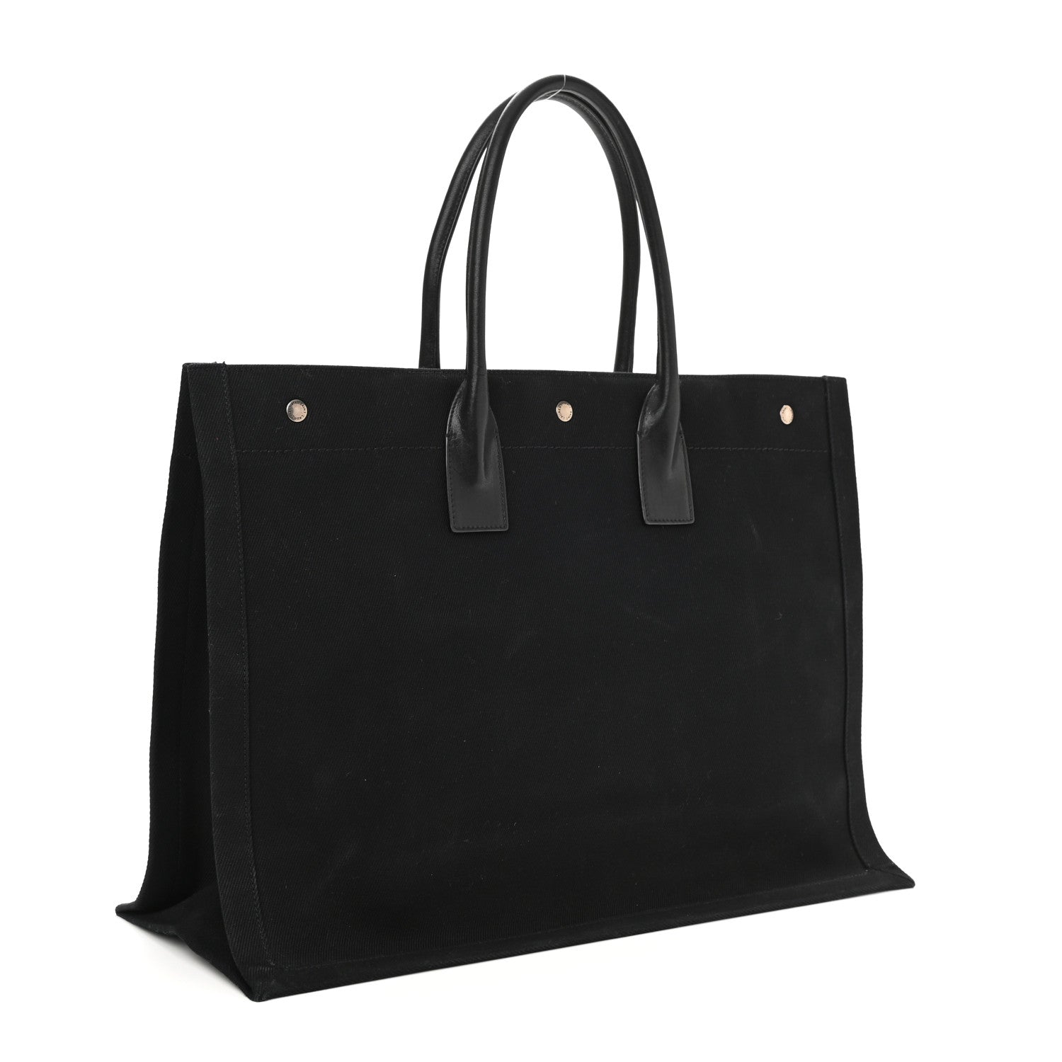 Saint Laurent Linen Calfskin Rive Gauche Tote Black 3 of 8