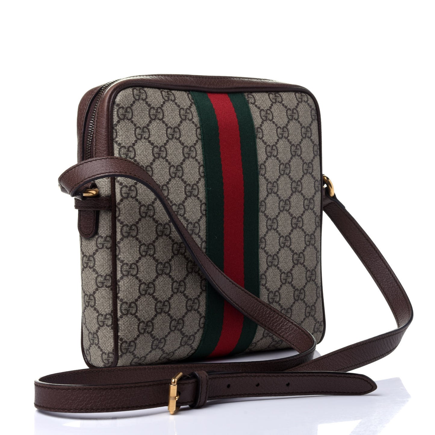 GG Supreme Monogram Web Small Ophidia Messenger Bag Brown