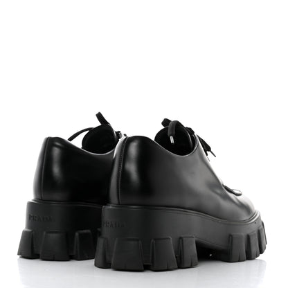 Prada Spazzolato Rois Monolith 55mm Derby Loafers 39 Black 4 of 11