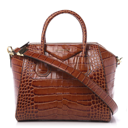 Givenchy Calfskin Crocodile Embossed Small Antigona Cognac 1 of 11