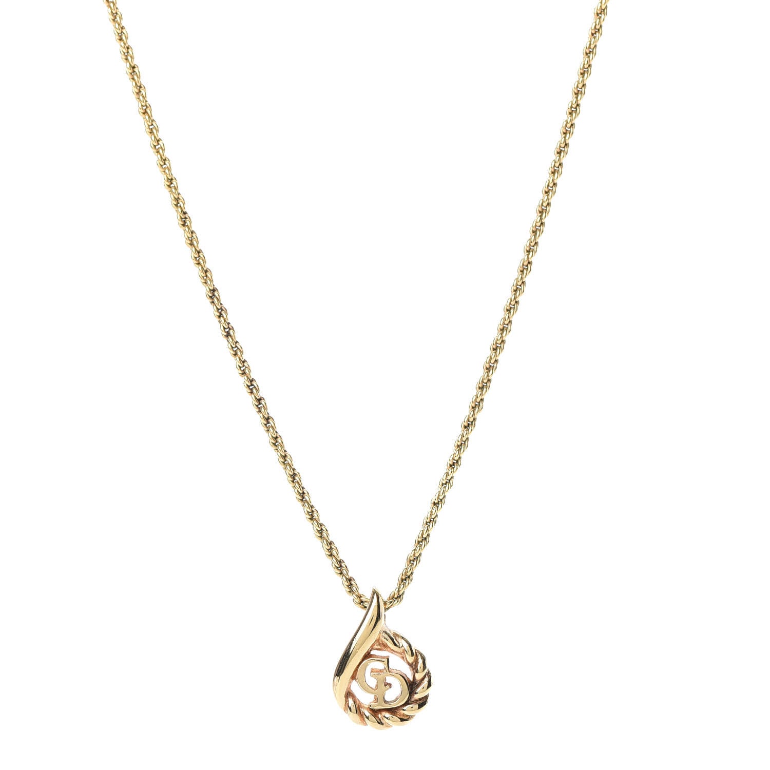 Christian Dior Metal Logo Necklace Gold 1 of 5
