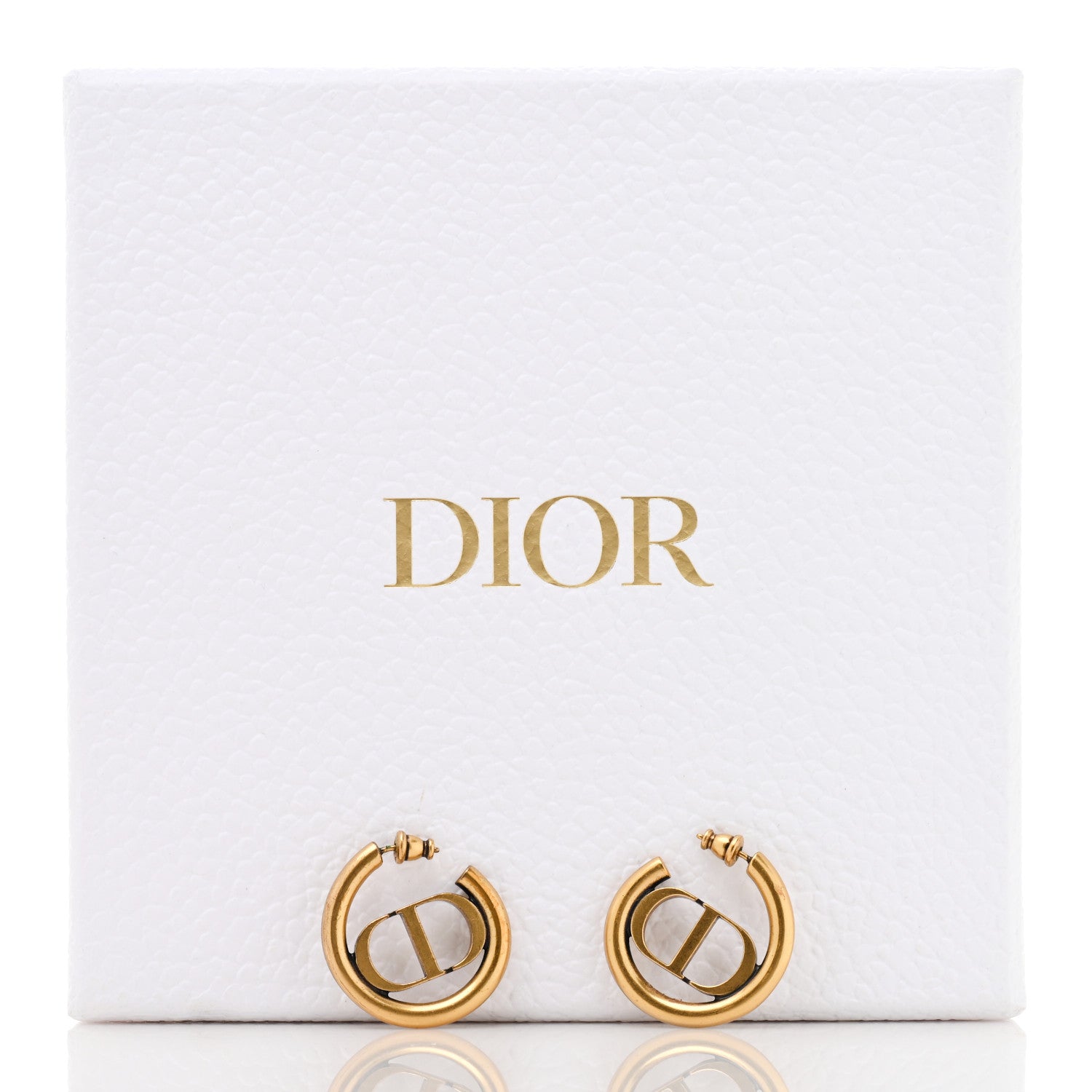 Christian Dior Metal 30 Montaigne Hoop Earrings Aged Gold 5 of 5