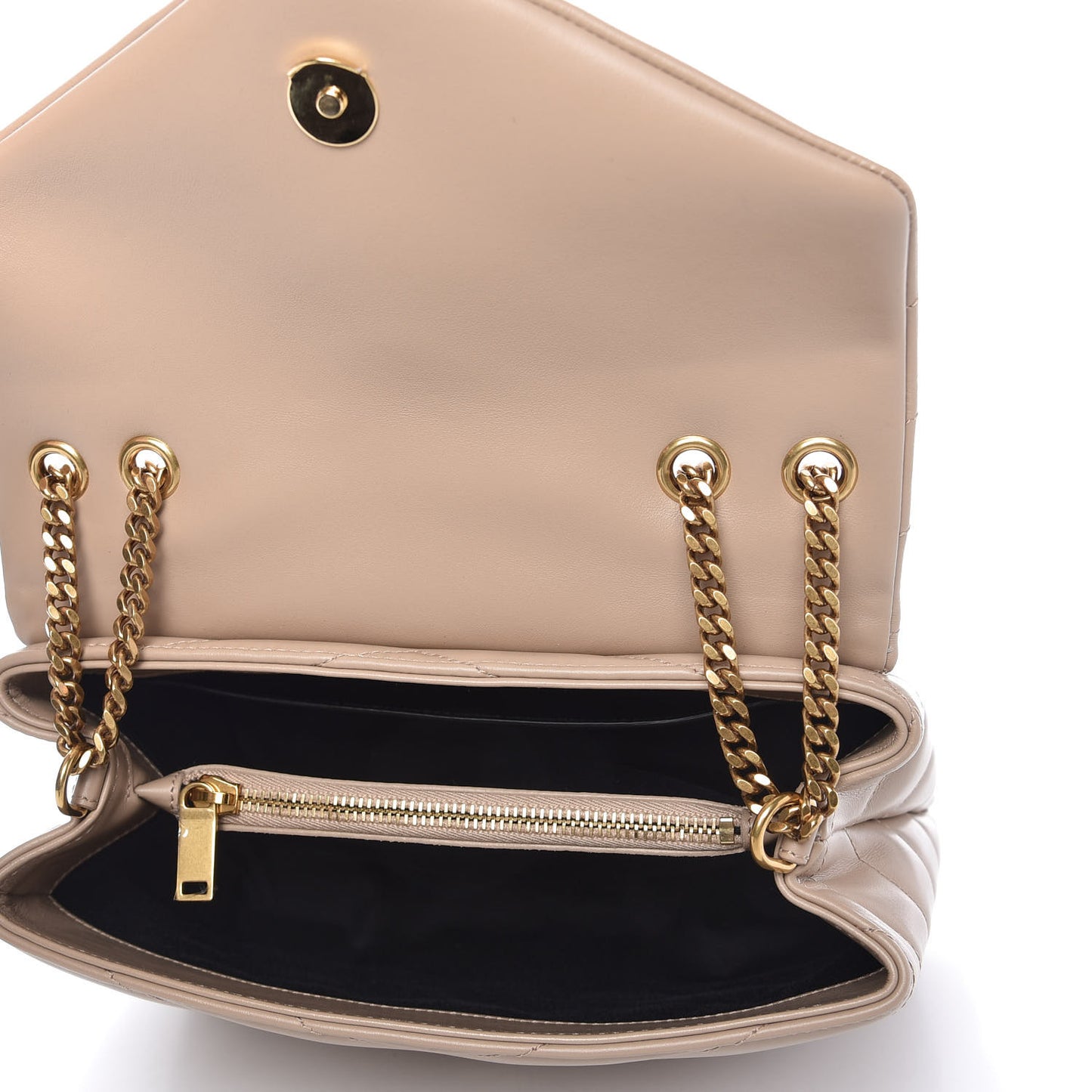 Calfskin Y Quilted Monogram Small Loulou Chain Satchel Dark Beige