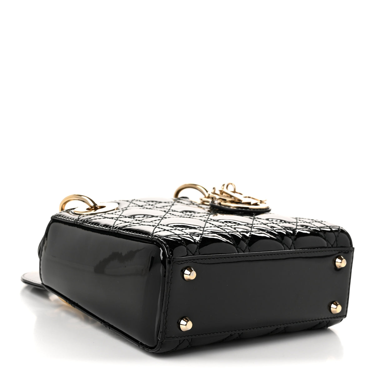 Patent Cannage Mini Lady Dior Black