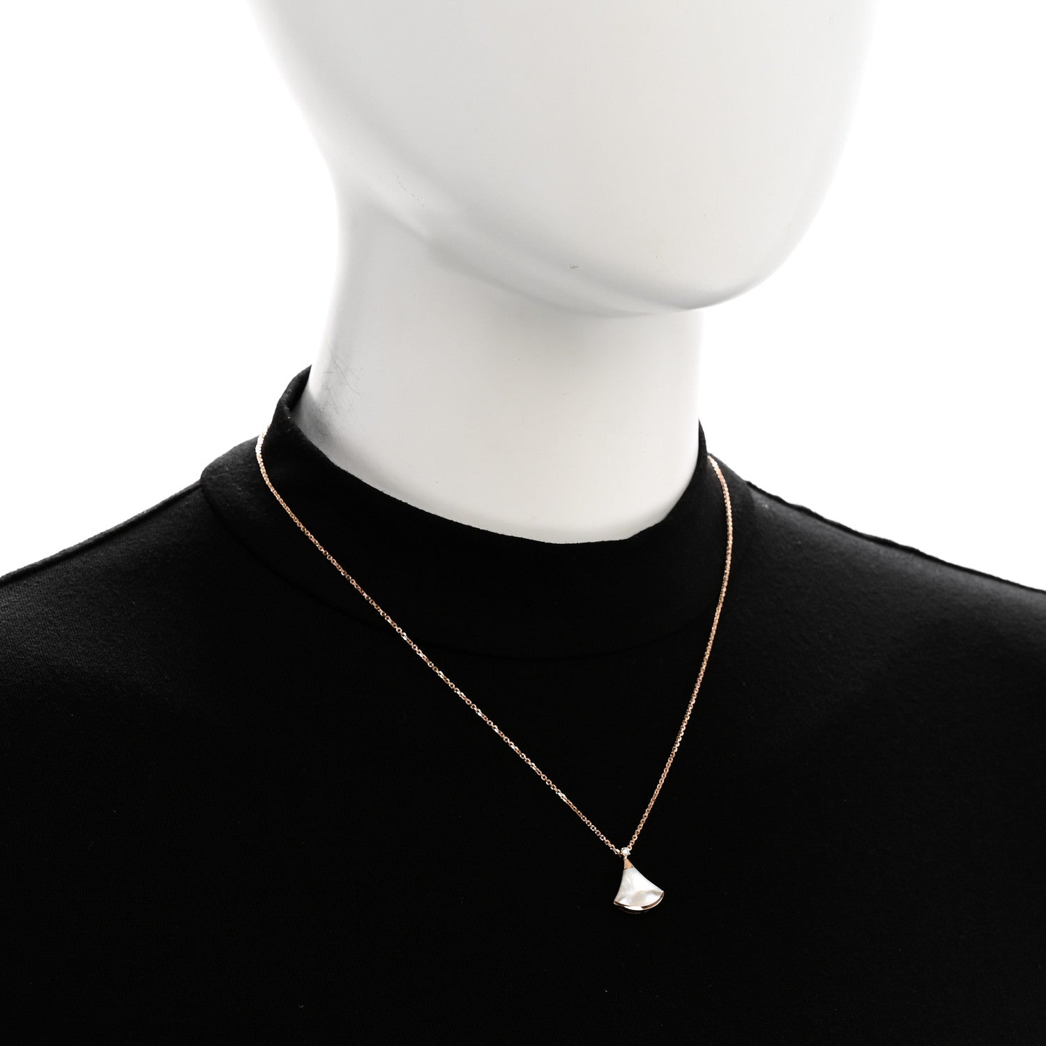 Bulgari 18K Rose Gold Diamond Mother of Pearl Small Divas' Dream Pendant Necklace 2 of 6