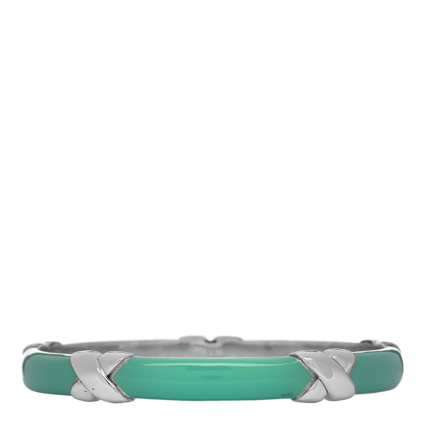 Sterling Silver Enamel Signature X Bangle Bracelet Blue