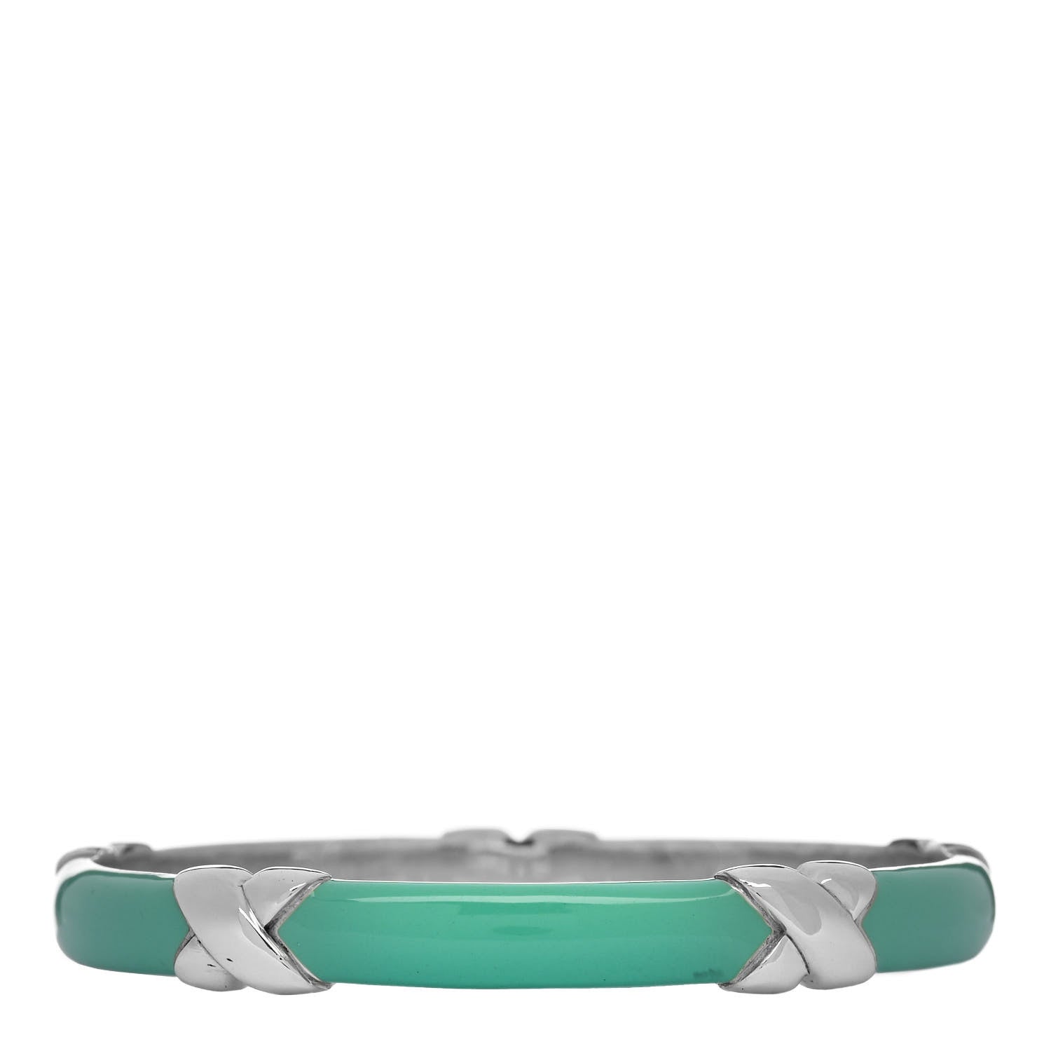 Tiffany Sterling Silver Enamel Signature X Bangle Bracelet Blue 1 of 3