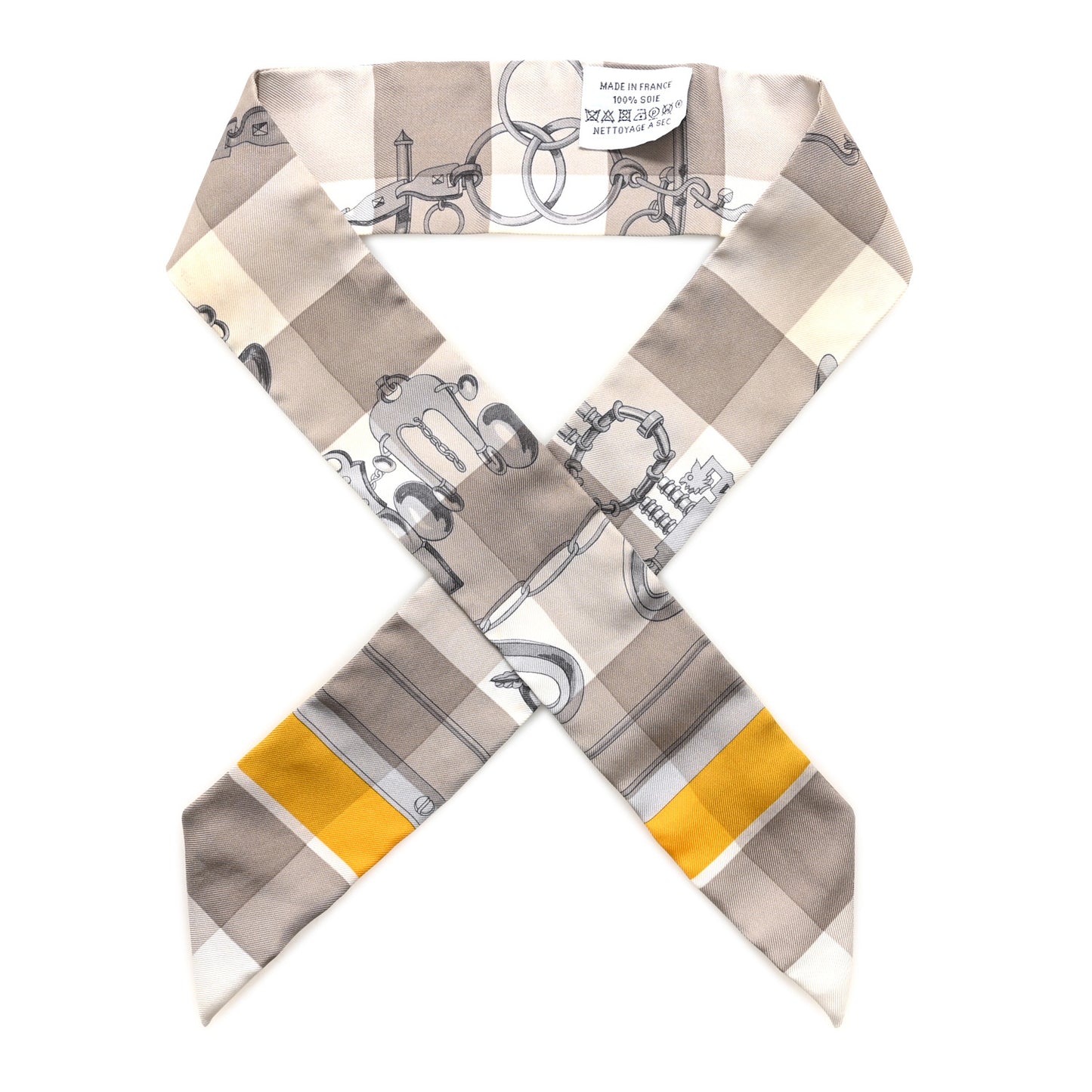 Silk Mors Et Gourmettes Vichy Twilly Etoupe Jaune Vif White