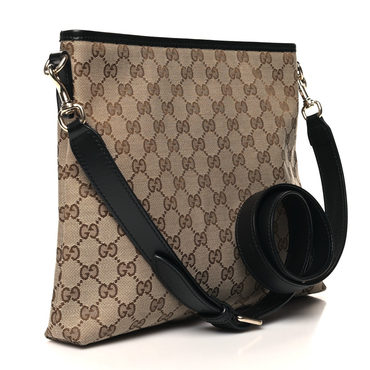 Gucci GG Monogram Web Flat Messenger Bag Black 3 of 12