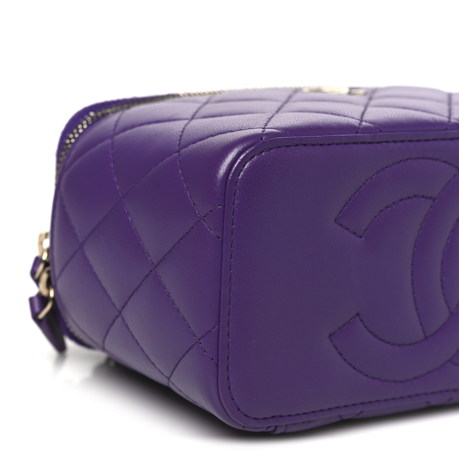 Chanel Lambskin Quilted Small Top Handle Vanity Case With Chain Purple 9 of 11