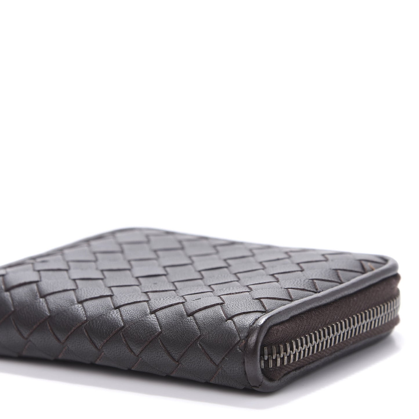 Nappa Intrecciato Zip Around Coin Purse Ebano