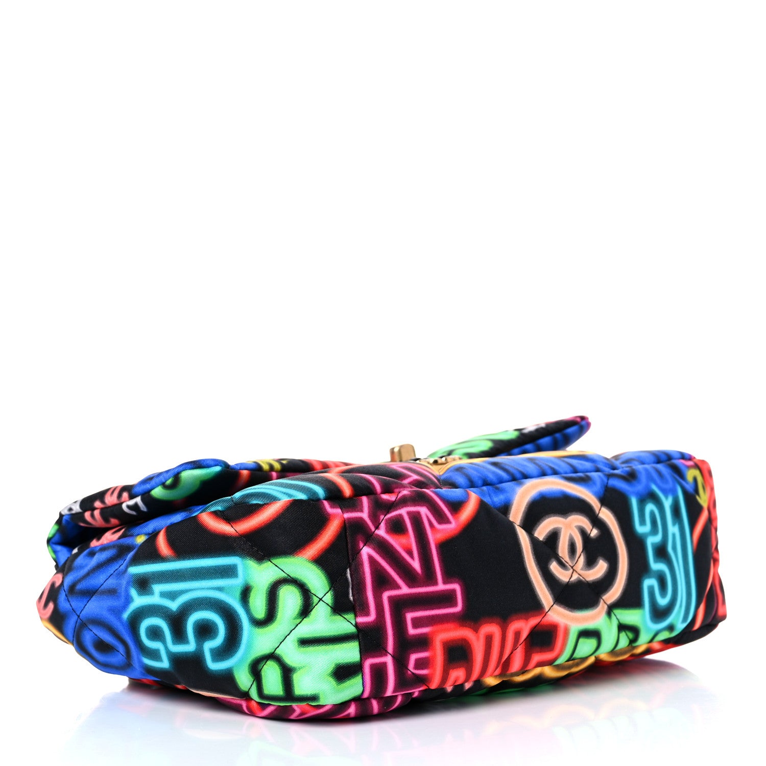 Chanel Fabric Printed Medium Chanel 19 Flap Black Multicolor 4 of 9