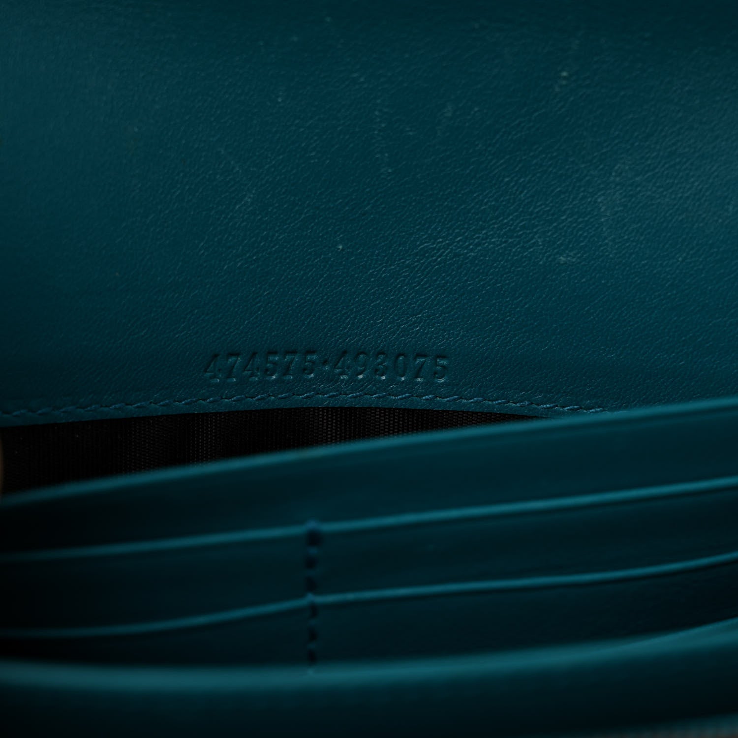Gucci Velvet Matelasse GG Marmont Chain Wallet Pavone Cyan 9 of 15